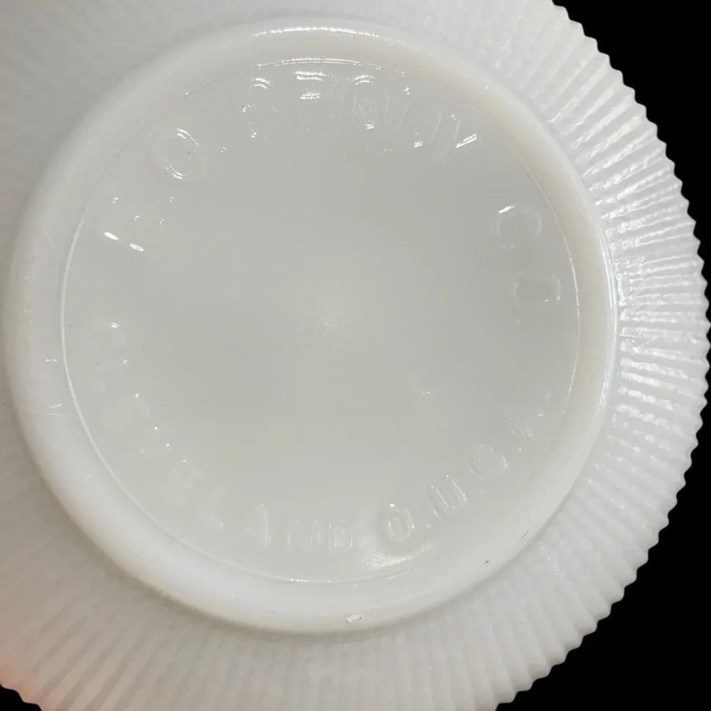 Vintage E.O. Brody Milk Glass Ribbed Bowls Pair MCM Cleveland USA 6.25